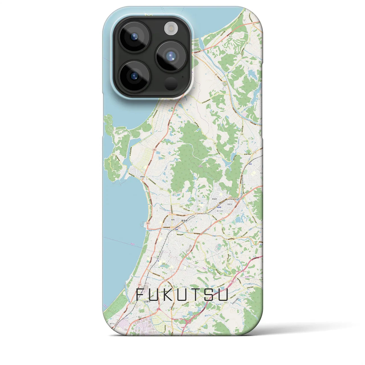【福津】地図柄iPhoneケース（バックカバータイプ・ナチュラル）iPhone 15 Pro Max 用