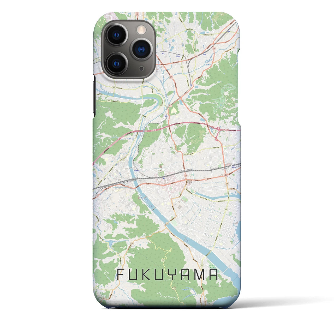 【福山】地図柄iPhoneケース（バックカバータイプ・ナチュラル）iPhone 11 Pro Max 用