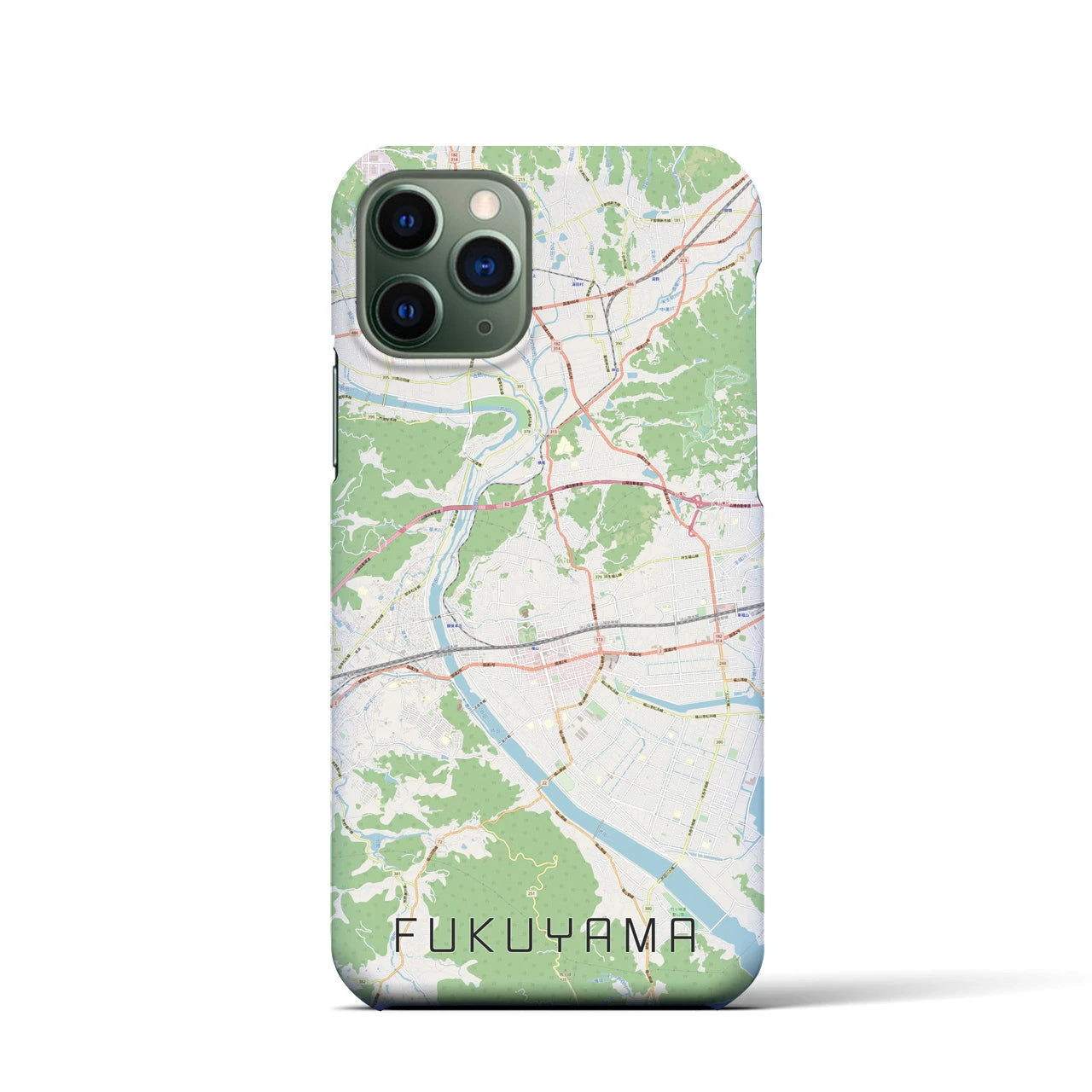 【福山】地図柄iPhoneケース（バックカバータイプ・ナチュラル）iPhone 11 Pro 用