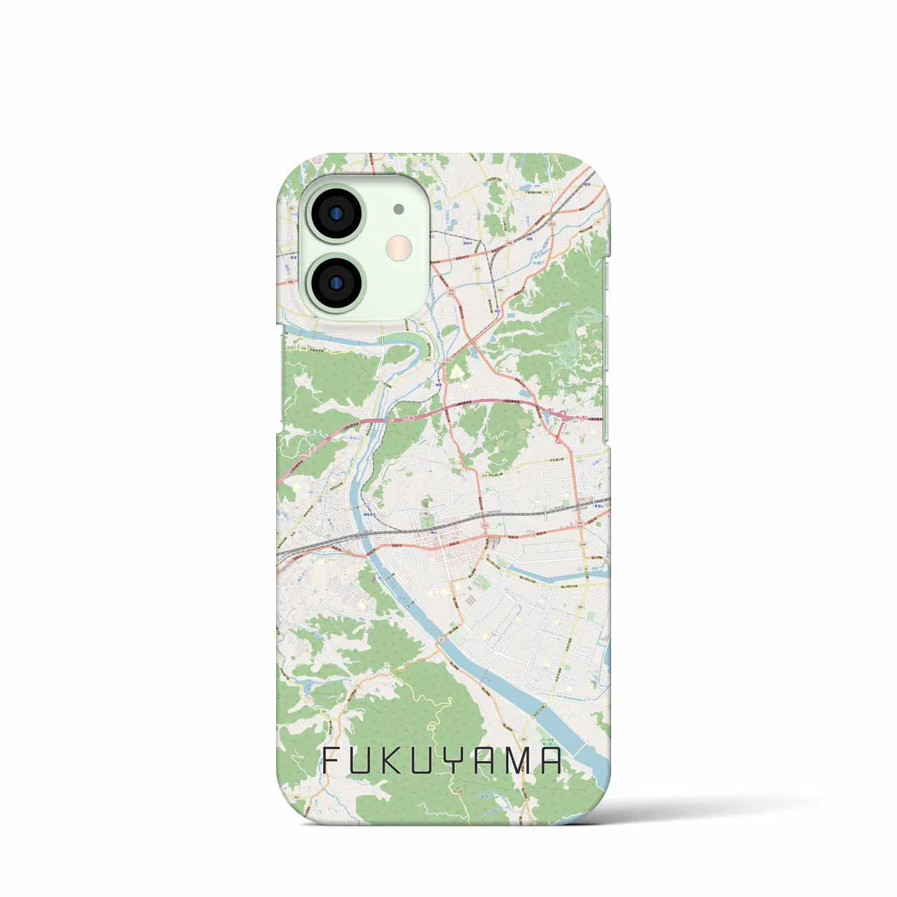 【福山】地図柄iPhoneケース（バックカバータイプ・ナチュラル）iPhone 12 mini 用