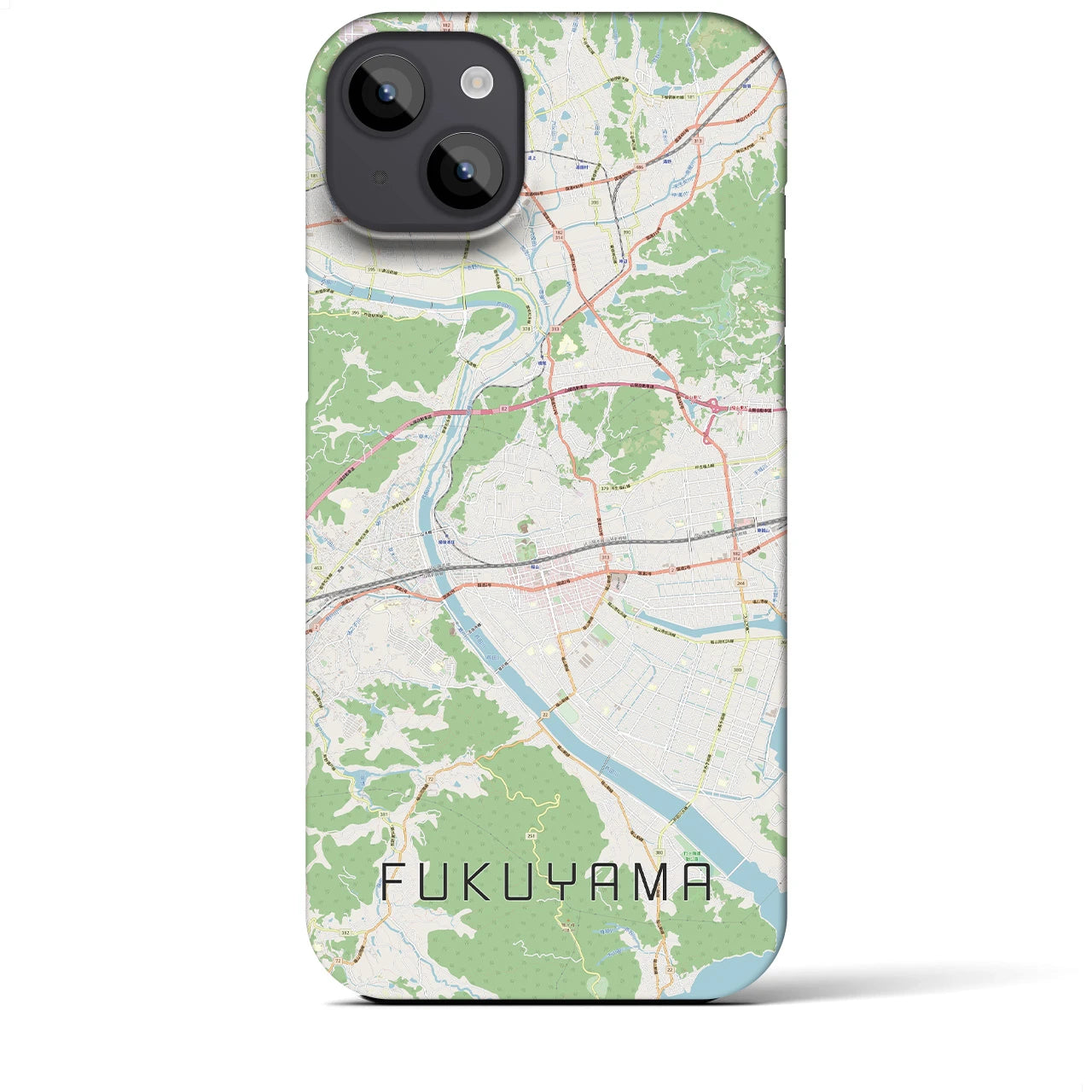 【福山】地図柄iPhoneケース（バックカバータイプ・ナチュラル）iPhone 14 Plus 用