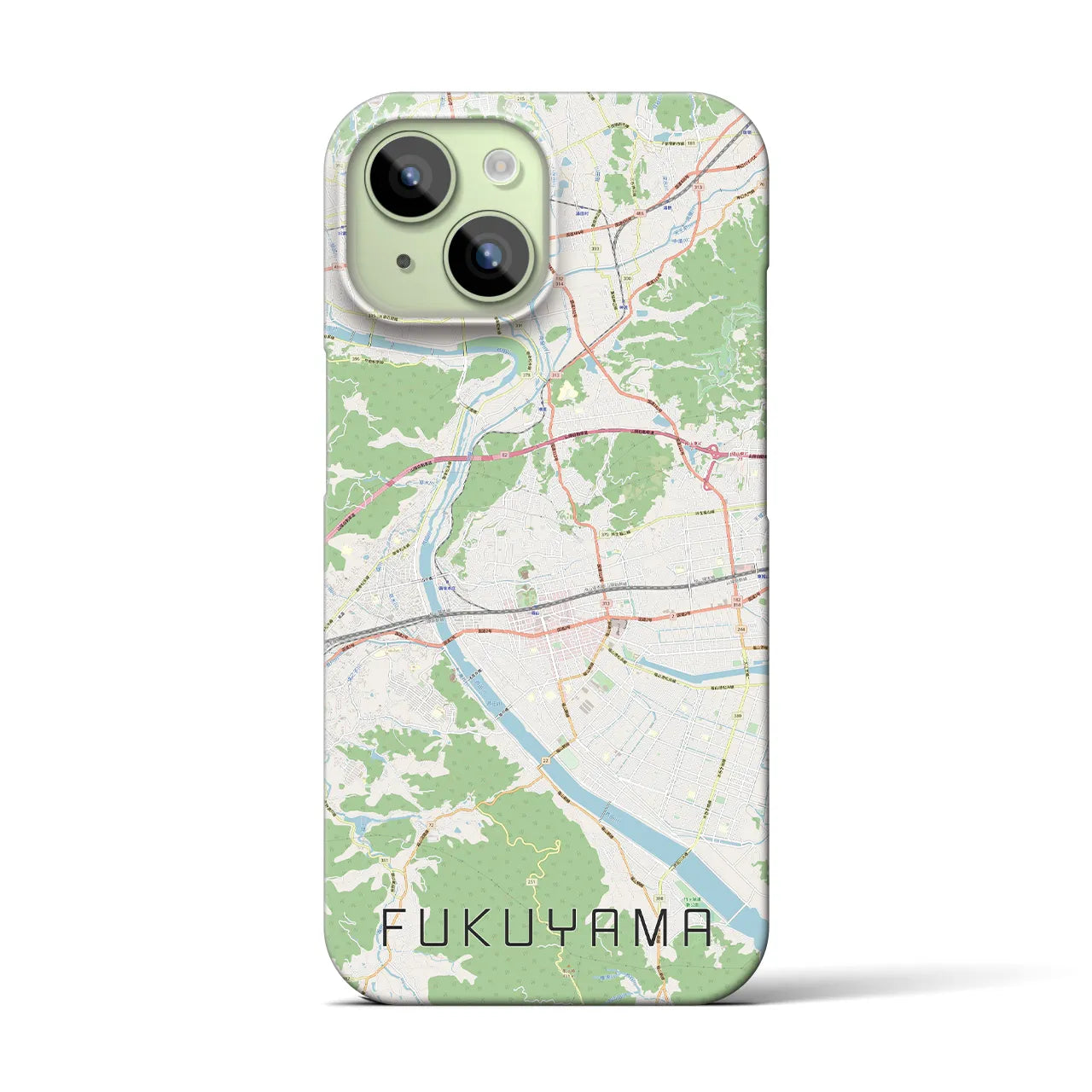 【福山】地図柄iPhoneケース（バックカバータイプ・ナチュラル）iPhone 15 用