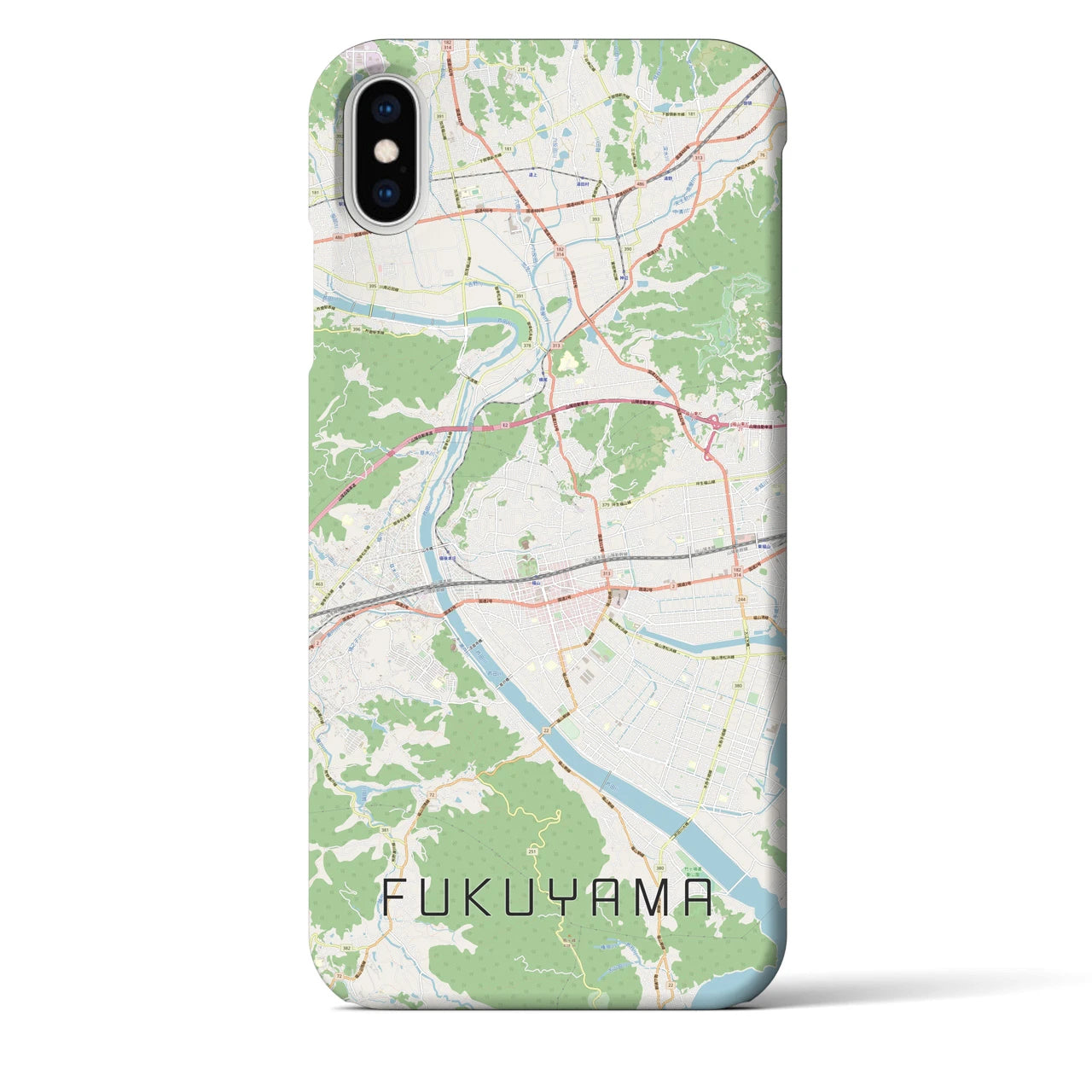 【福山】地図柄iPhoneケース（バックカバータイプ・ナチュラル）iPhone XS Max 用