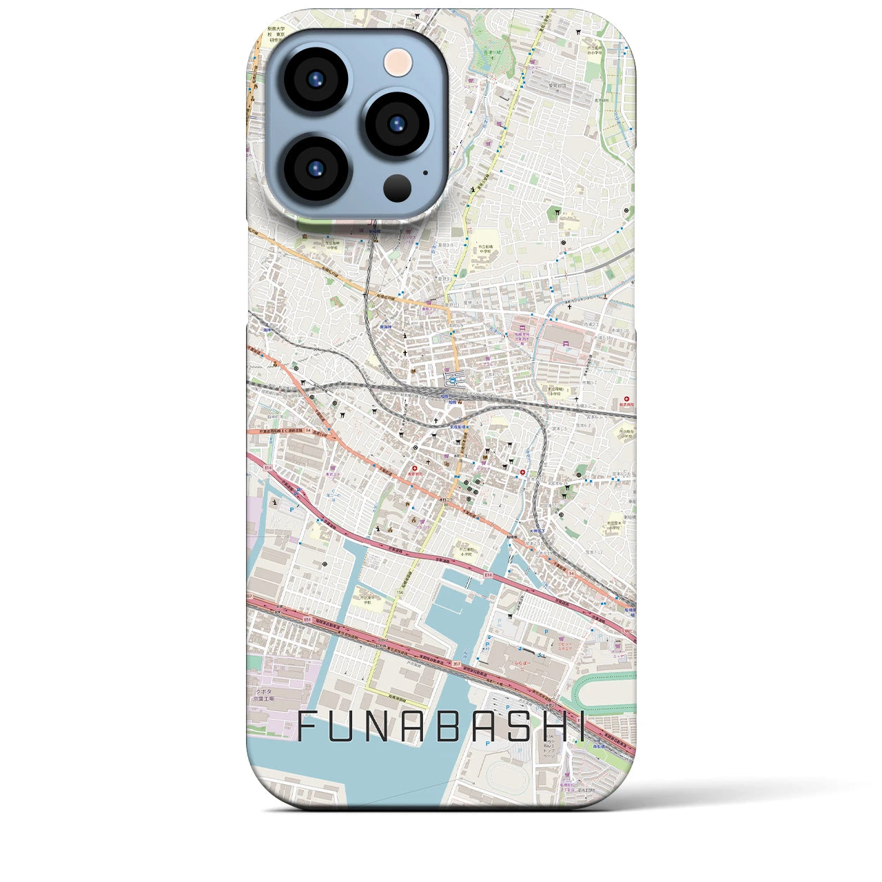 【船橋】地図柄iPhoneケース（バックカバータイプ・ナチュラル）iPhone 13 Pro Max 用