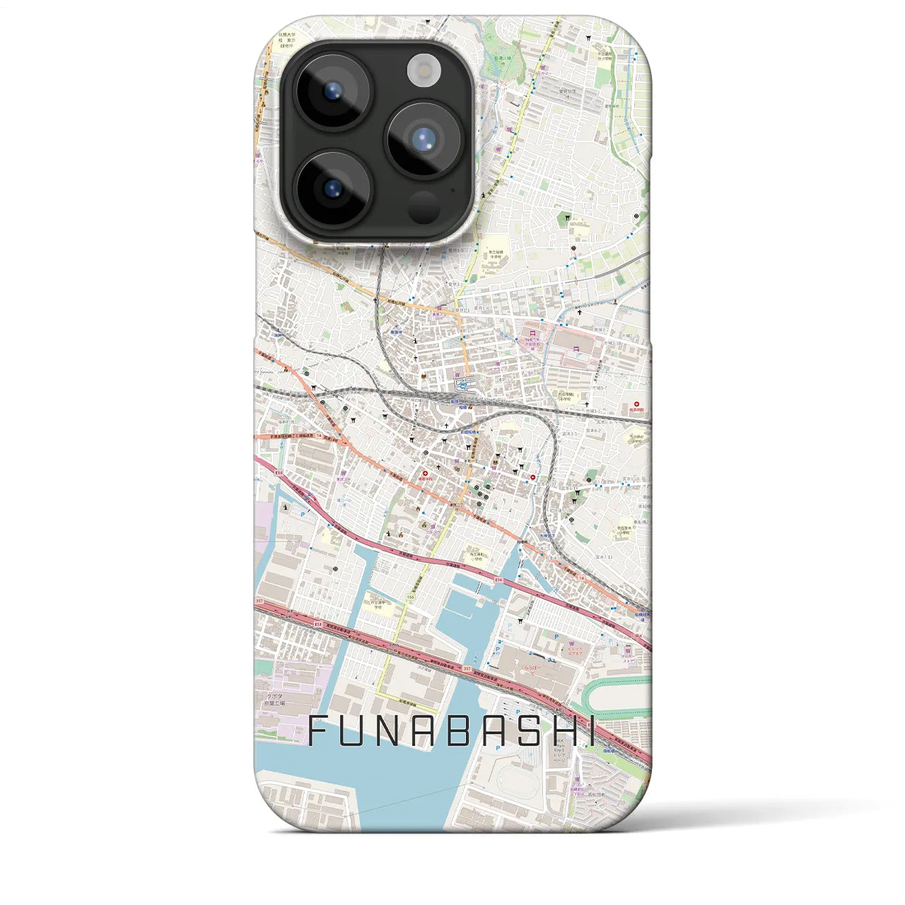 【船橋】地図柄iPhoneケース（バックカバータイプ・ナチュラル）iPhone 15 Pro Max 用