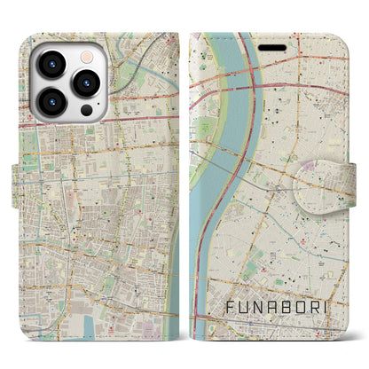 【船堀（東京都）】地図柄iPhoneケース（手帳タイプ）ナチュラル・iPhone 13 Pro 用