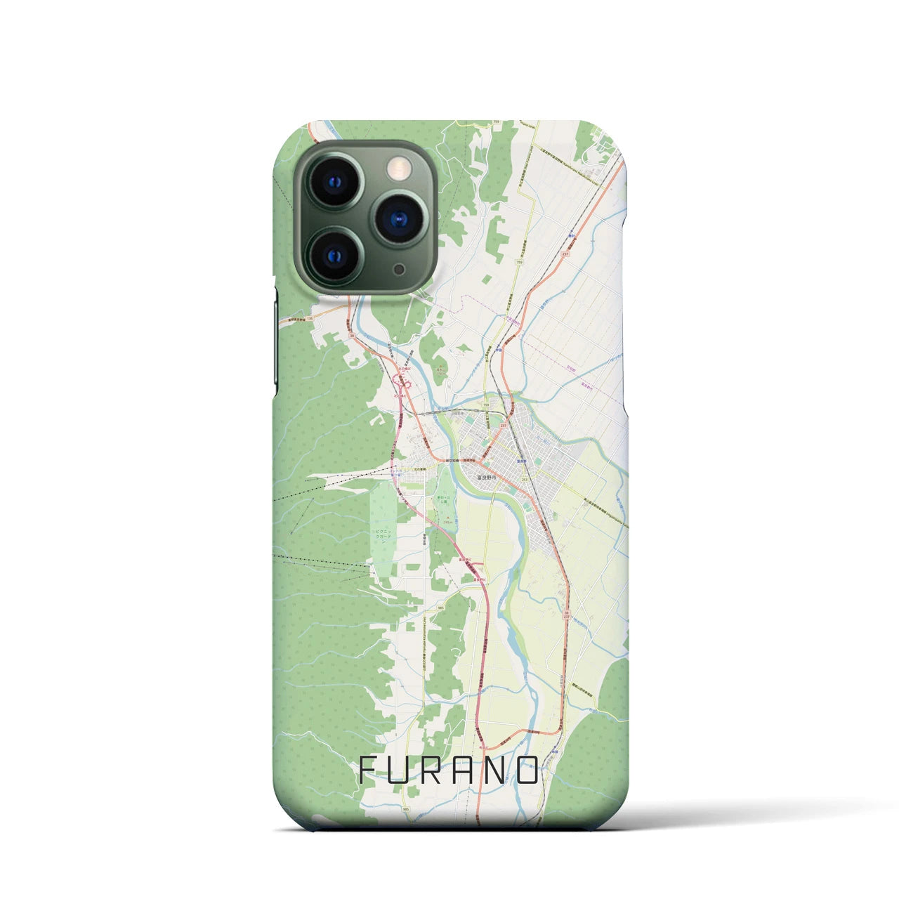 【富良野】地図柄iPhoneケース（バックカバータイプ・ナチュラル）iPhone 11 Pro 用