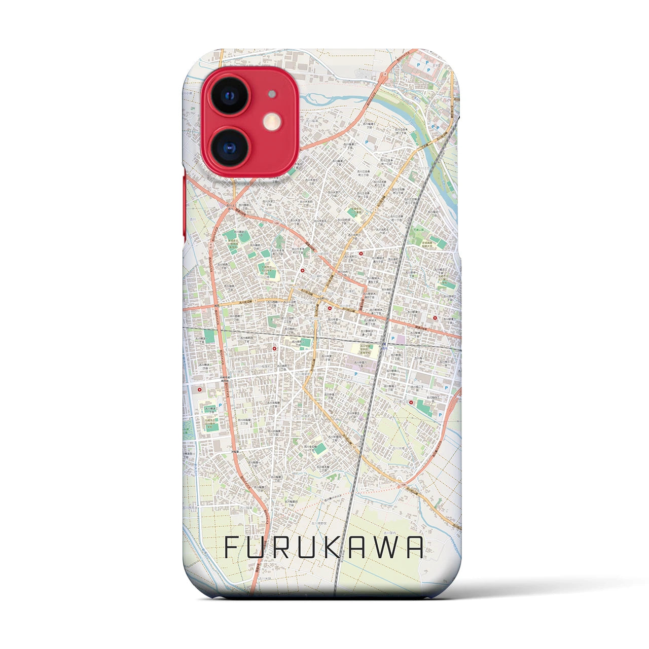 【古川】地図柄iPhoneケース（バックカバータイプ・ナチュラル）iPhone 11 用