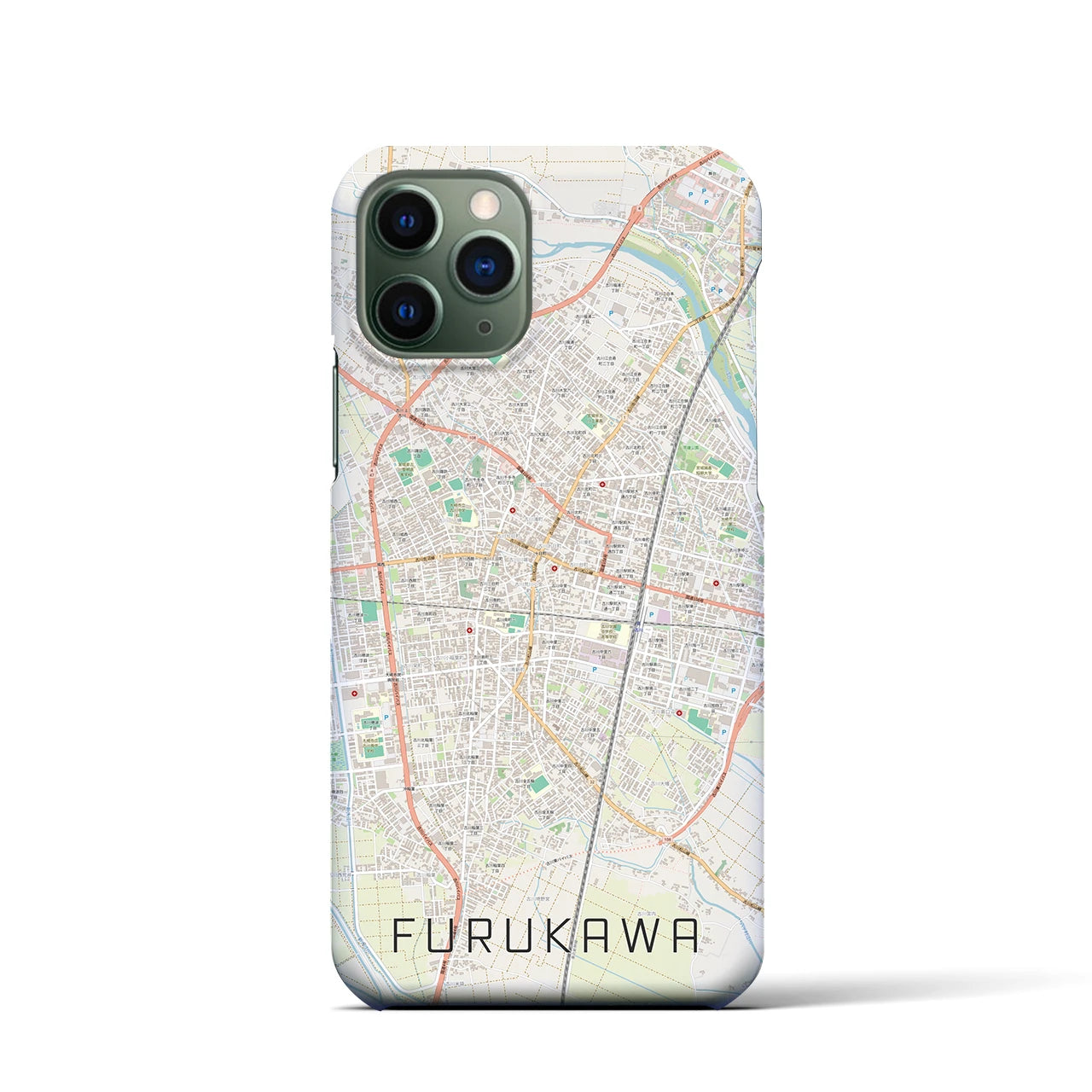 【古川】地図柄iPhoneケース（バックカバータイプ・ナチュラル）iPhone 11 Pro 用