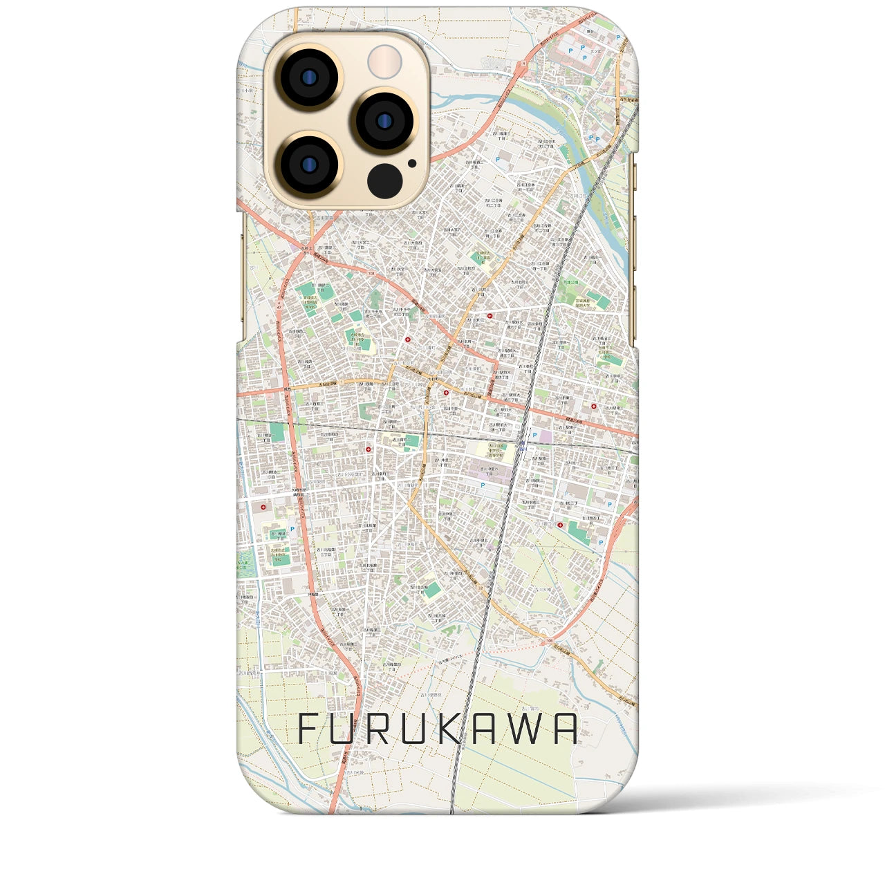 【古川】地図柄iPhoneケース（バックカバータイプ・ナチュラル）iPhone 12 Pro Max 用