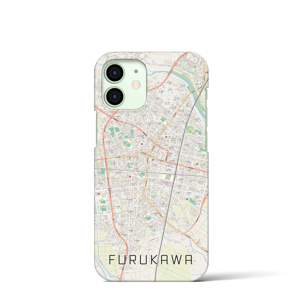 【古川】地図柄iPhoneケース（バックカバータイプ・ナチュラル）iPhone 12 mini 用