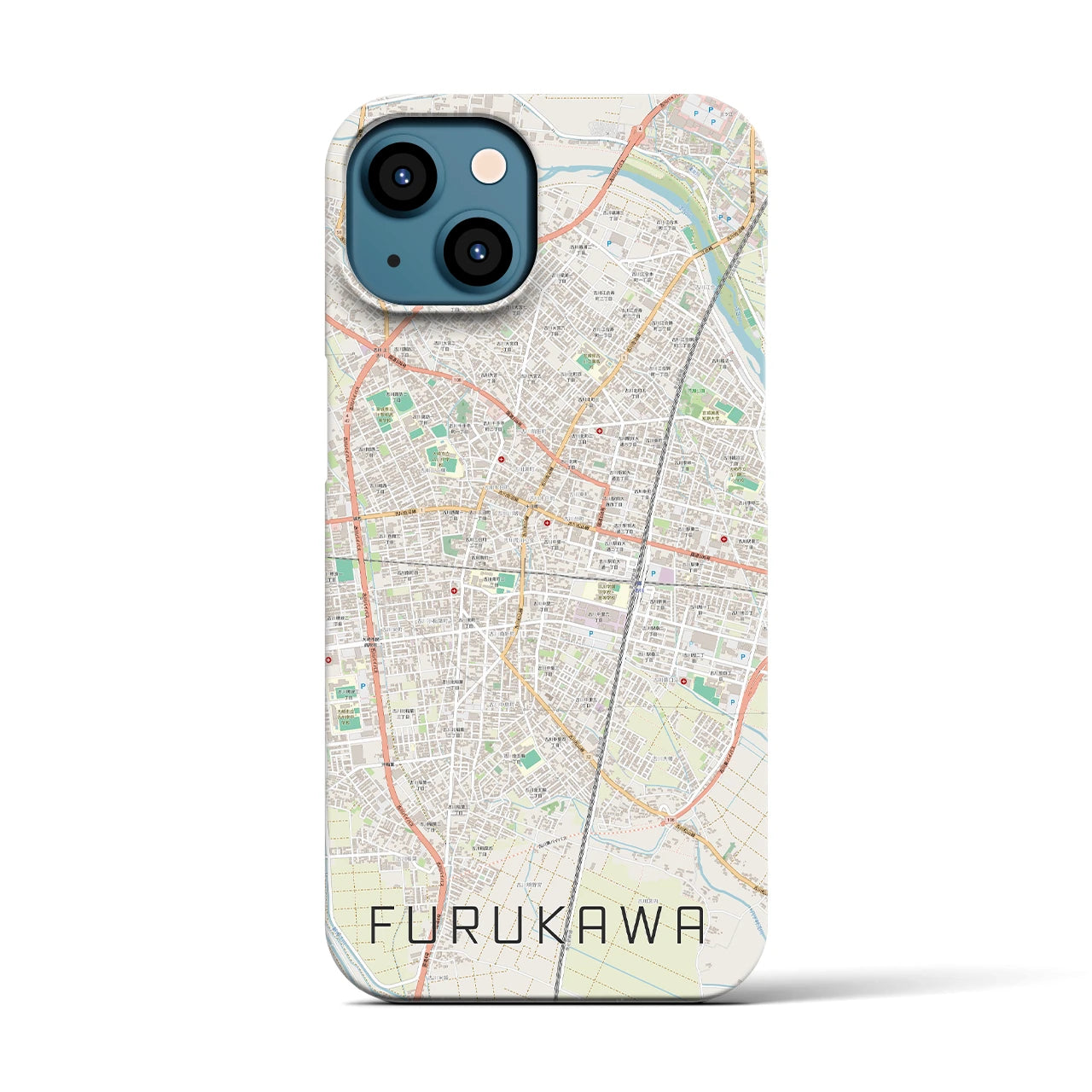 【古川】地図柄iPhoneケース（バックカバータイプ・ナチュラル）iPhone 13 用