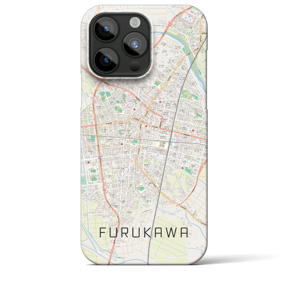 【古川】地図柄iPhoneケース（バックカバータイプ・ナチュラル）iPhone 15 Pro Max 用