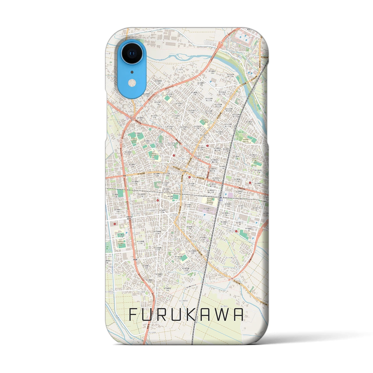 【古川】地図柄iPhoneケース（バックカバータイプ・ナチュラル）iPhone XR 用