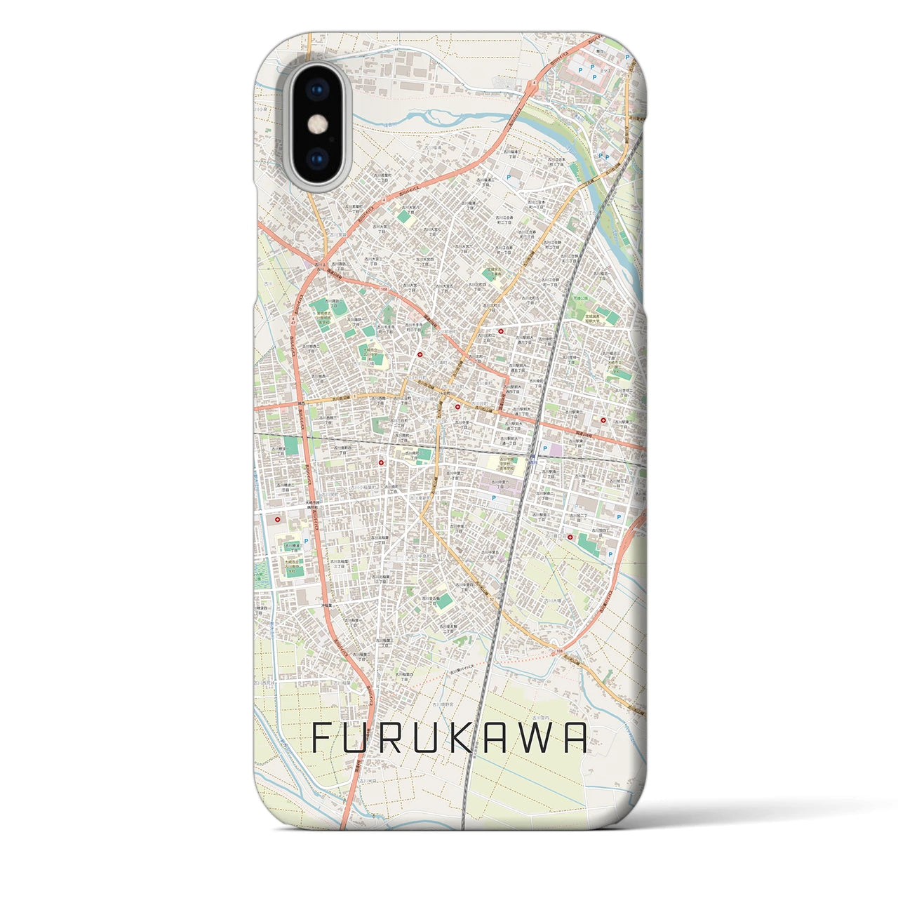 【古川】地図柄iPhoneケース（バックカバータイプ・ナチュラル）iPhone XS Max 用