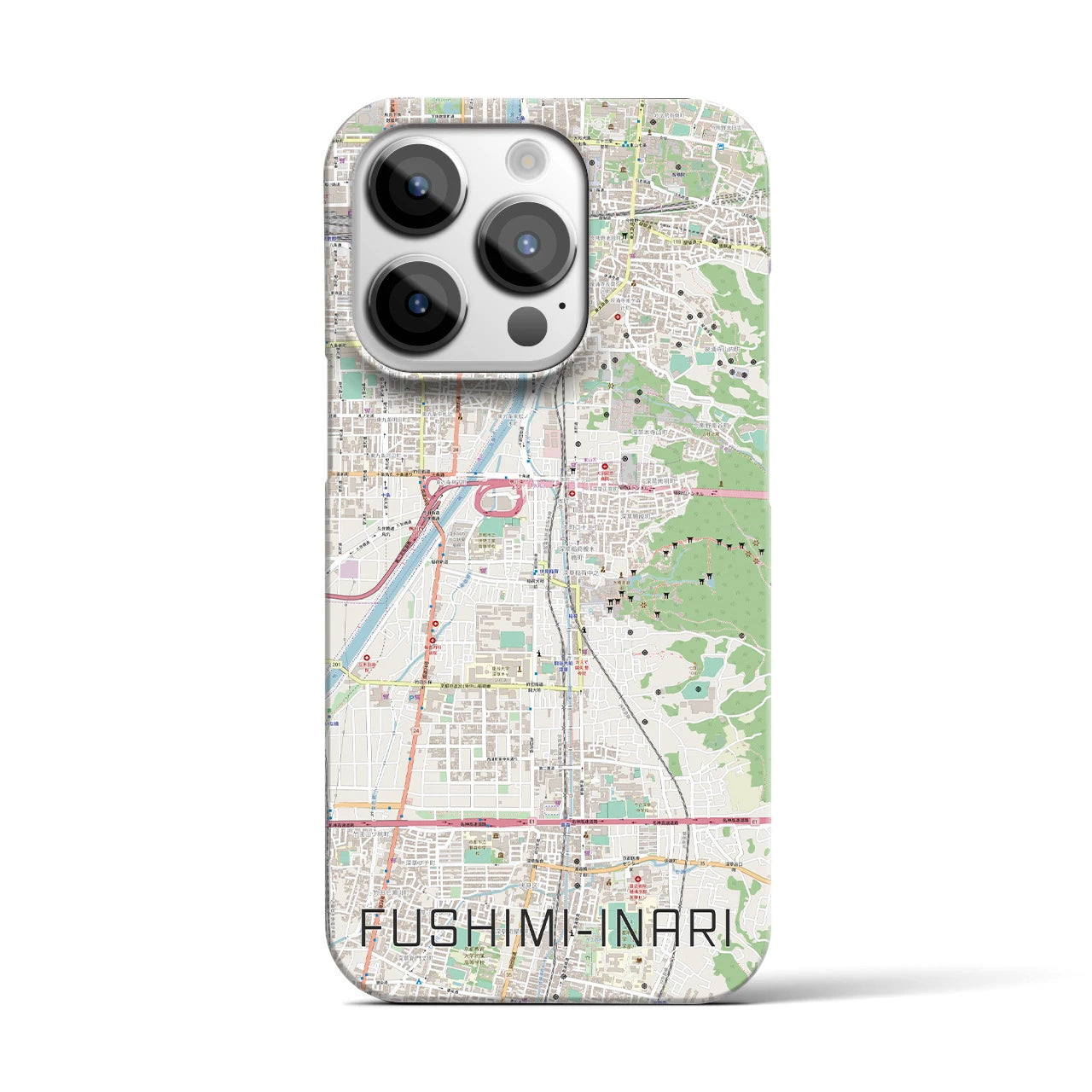 【伏見稲荷】地図柄iPhoneケース（バックカバータイプ・ナチュラル）iPhone 14 Pro 用