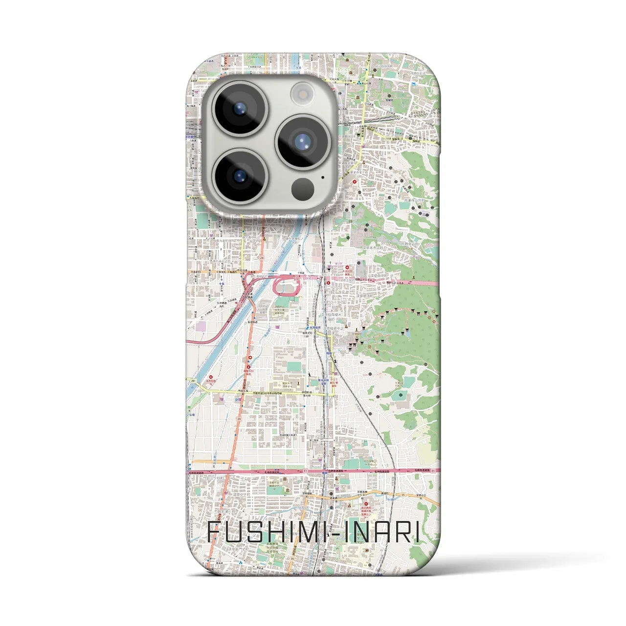 【伏見稲荷】地図柄iPhoneケース（バックカバータイプ・ナチュラル）iPhone 15 Pro 用
