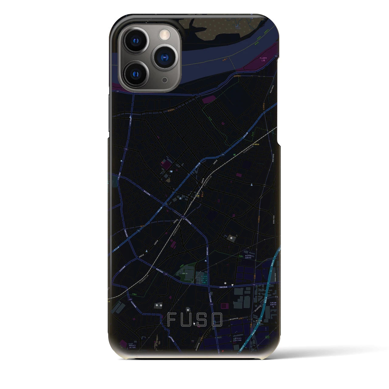 【扶桑】地図柄iPhoneケース（バックカバータイプ・ブラック）iPhone 11 Pro Max 用
