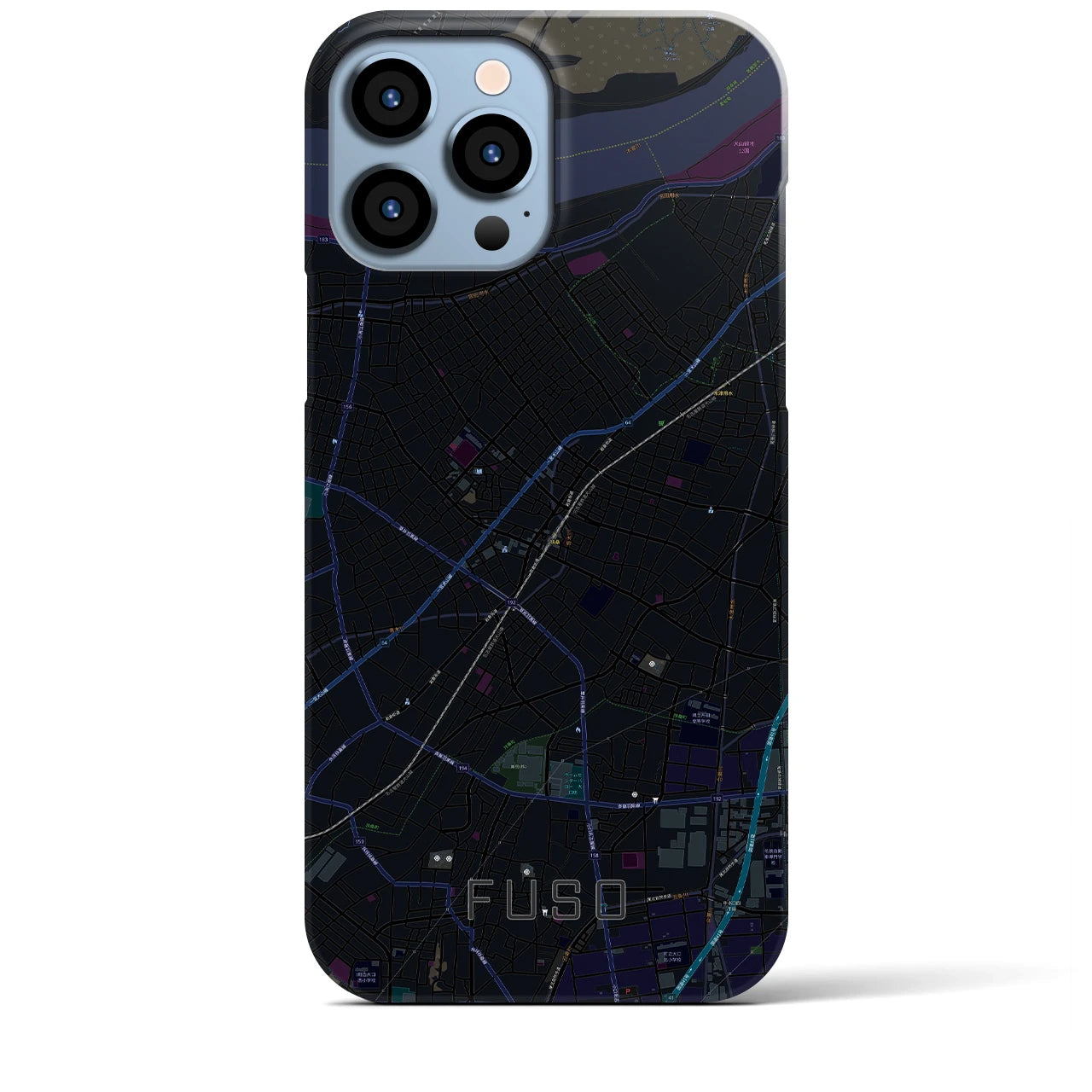【扶桑】地図柄iPhoneケース（バックカバータイプ・ブラック）iPhone 13 Pro Max 用