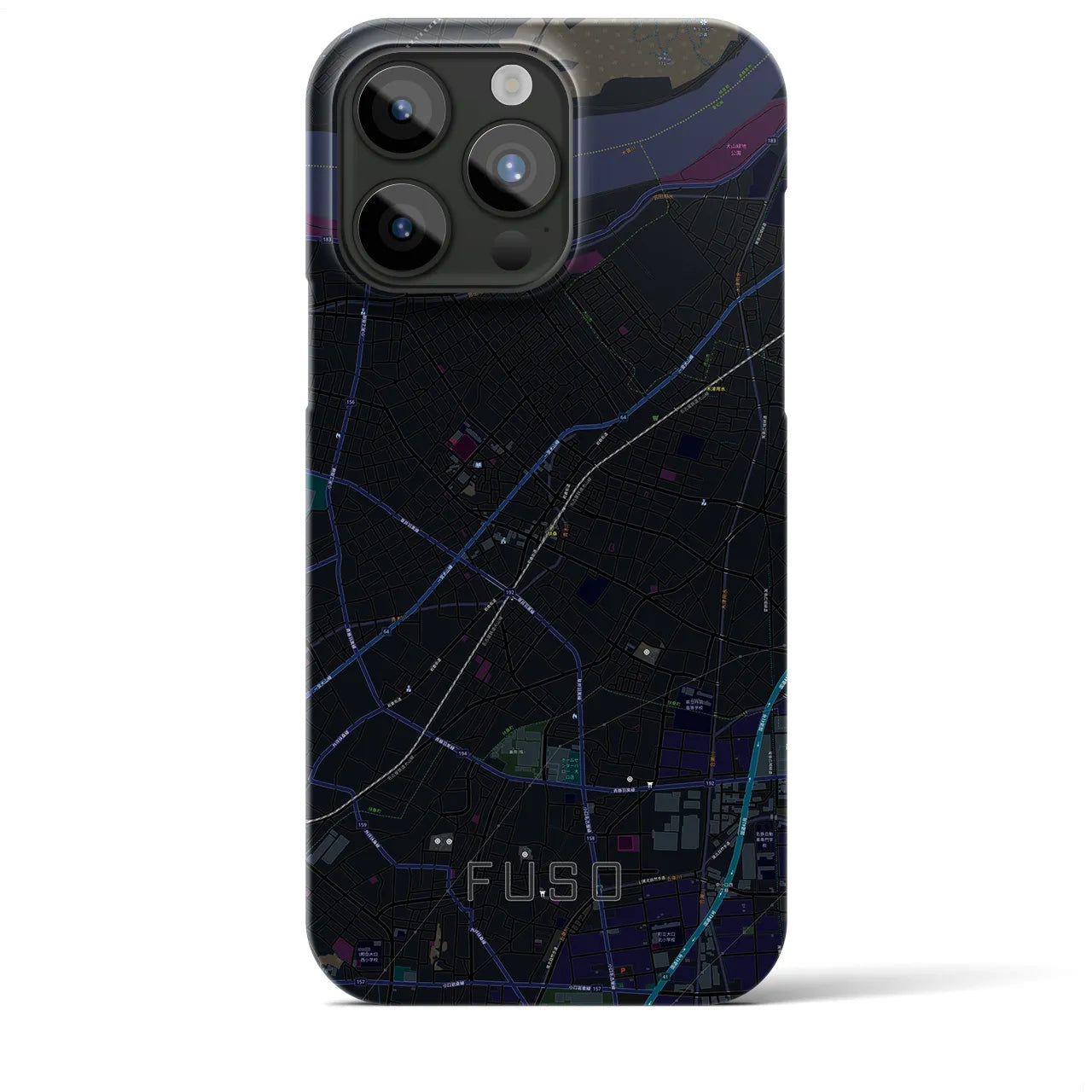 【扶桑】地図柄iPhoneケース（バックカバータイプ・ブラック）iPhone 15 Pro Max 用