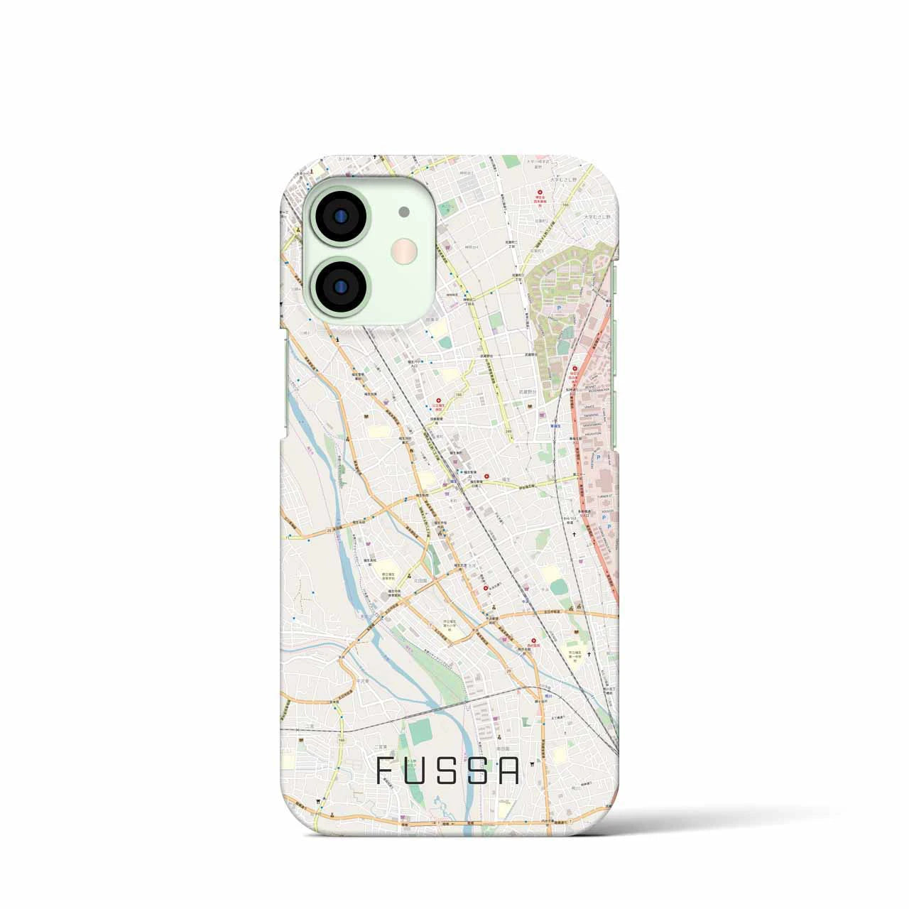 【福生】地図柄iPhoneケース（バックカバータイプ・ナチュラル）iPhone 12 mini 用