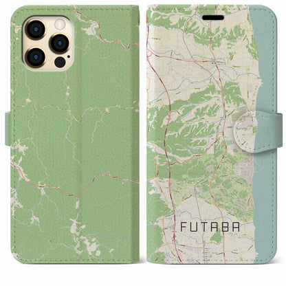 【双葉（福島県）】地図柄iPhoneケース（手帳タイプ）ナチュラル・iPhone 12 Pro Max 用