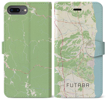 【双葉（福島県）】地図柄iPhoneケース（手帳タイプ）ナチュラル・iPhone 8Plus /7Plus / 6sPlus / 6Plus 用