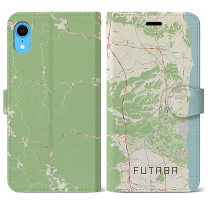 【双葉（福島県）】地図柄iPhoneケース（手帳タイプ）ナチュラル・iPhone XR 用