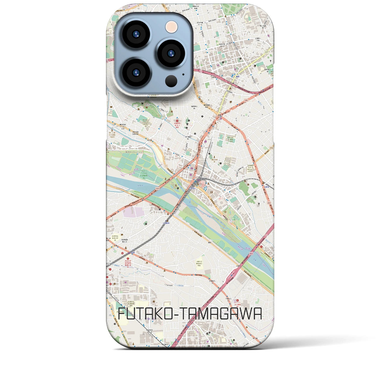 【二子玉川】地図柄iPhoneケース（バックカバータイプ・ナチュラル）iPhone 13 Pro Max 用