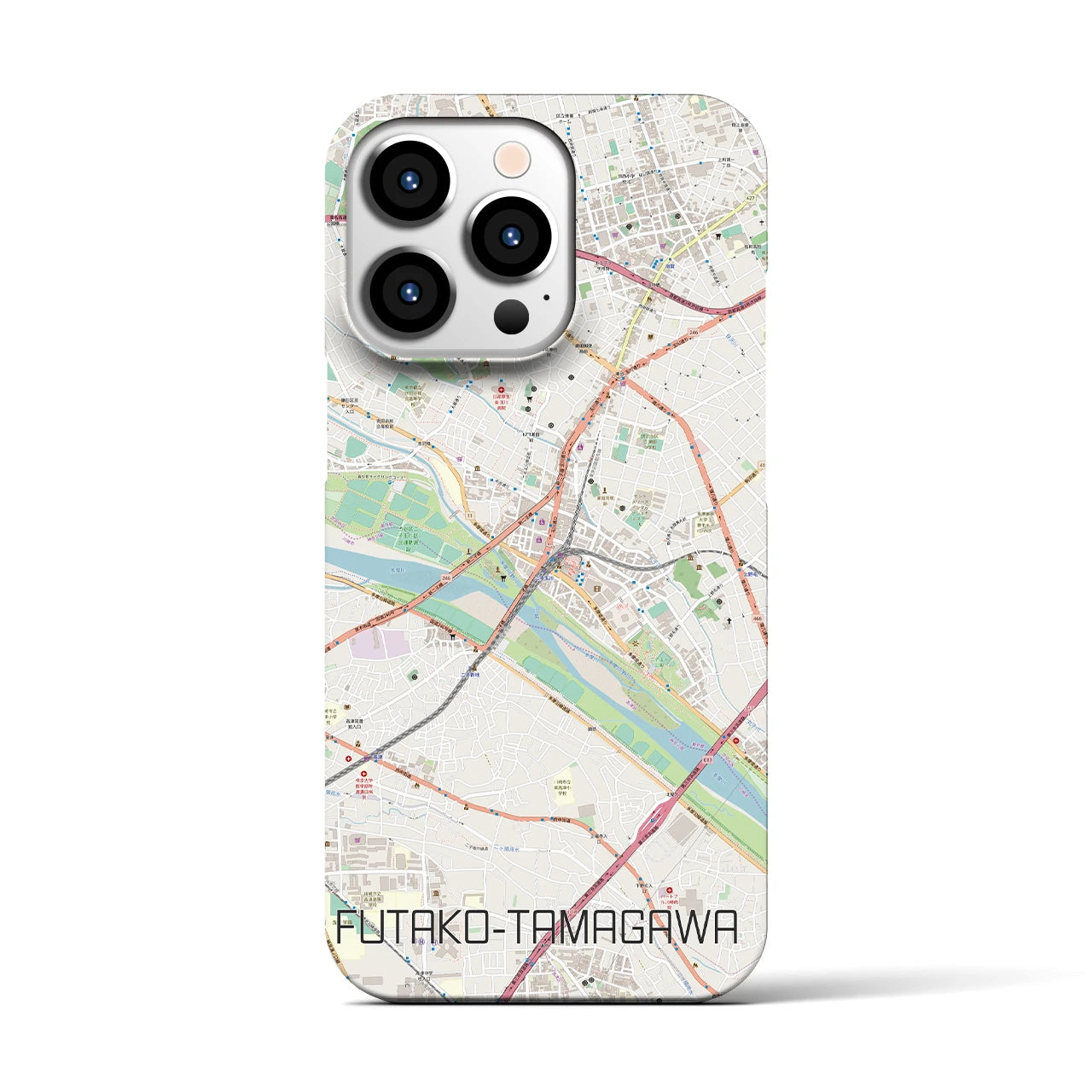 【二子玉川】地図柄iPhoneケース（バックカバータイプ・ナチュラル）iPhone 13 Pro 用