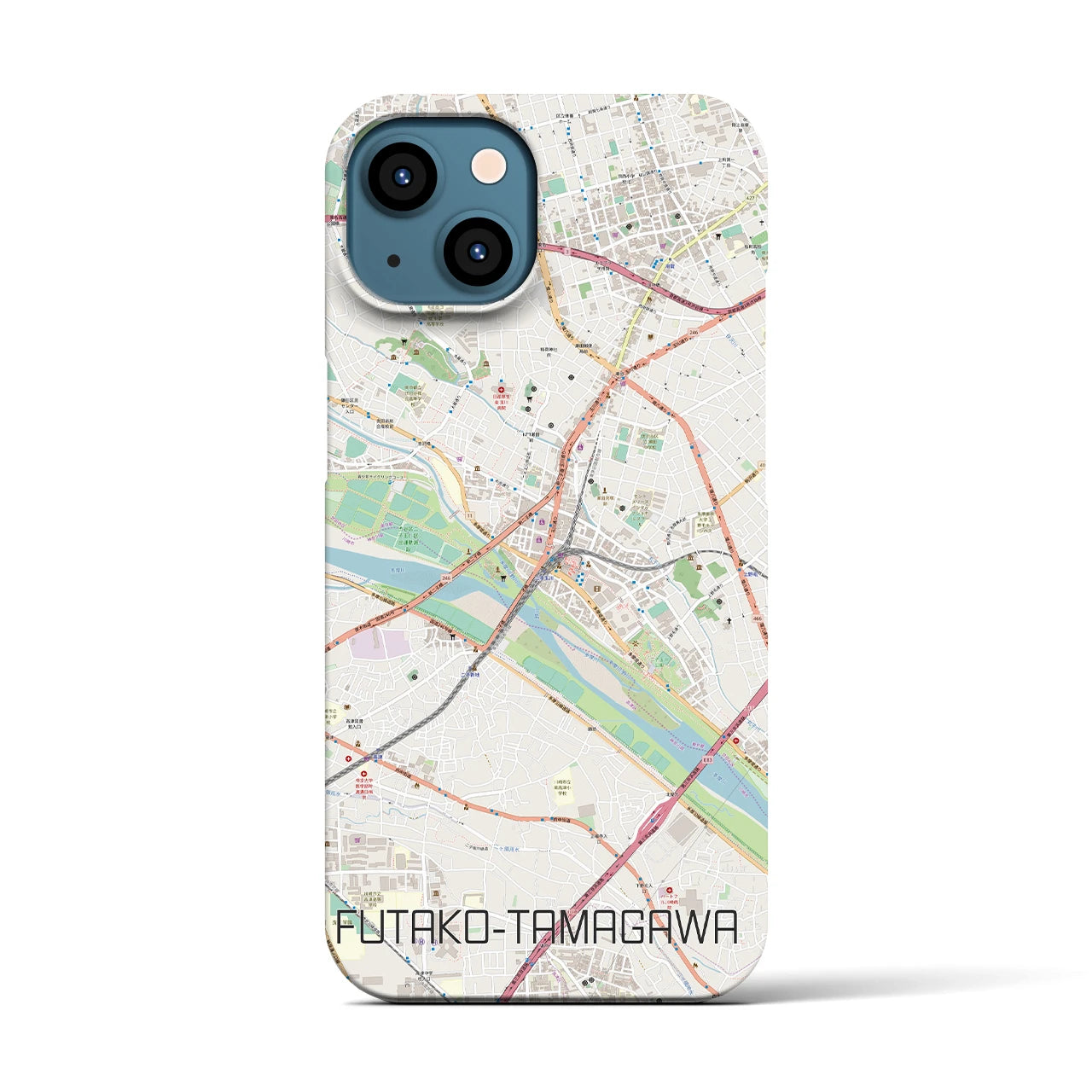 【二子玉川】地図柄iPhoneケース（バックカバータイプ・ナチュラル）iPhone 13 用