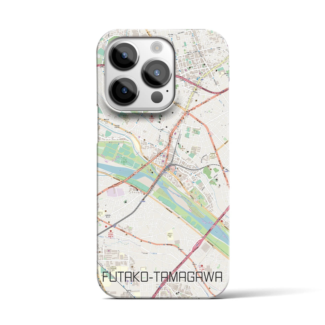 【二子玉川】地図柄iPhoneケース（バックカバータイプ・ナチュラル）iPhone 14 Pro 用
