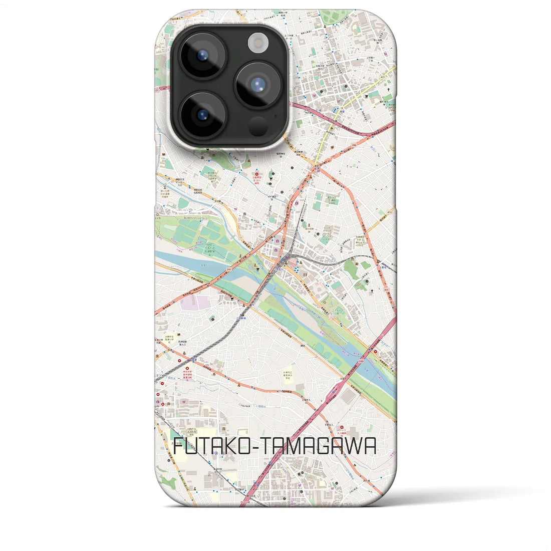 【二子玉川】地図柄iPhoneケース（バックカバータイプ・ナチュラル）iPhone 15 Pro Max 用