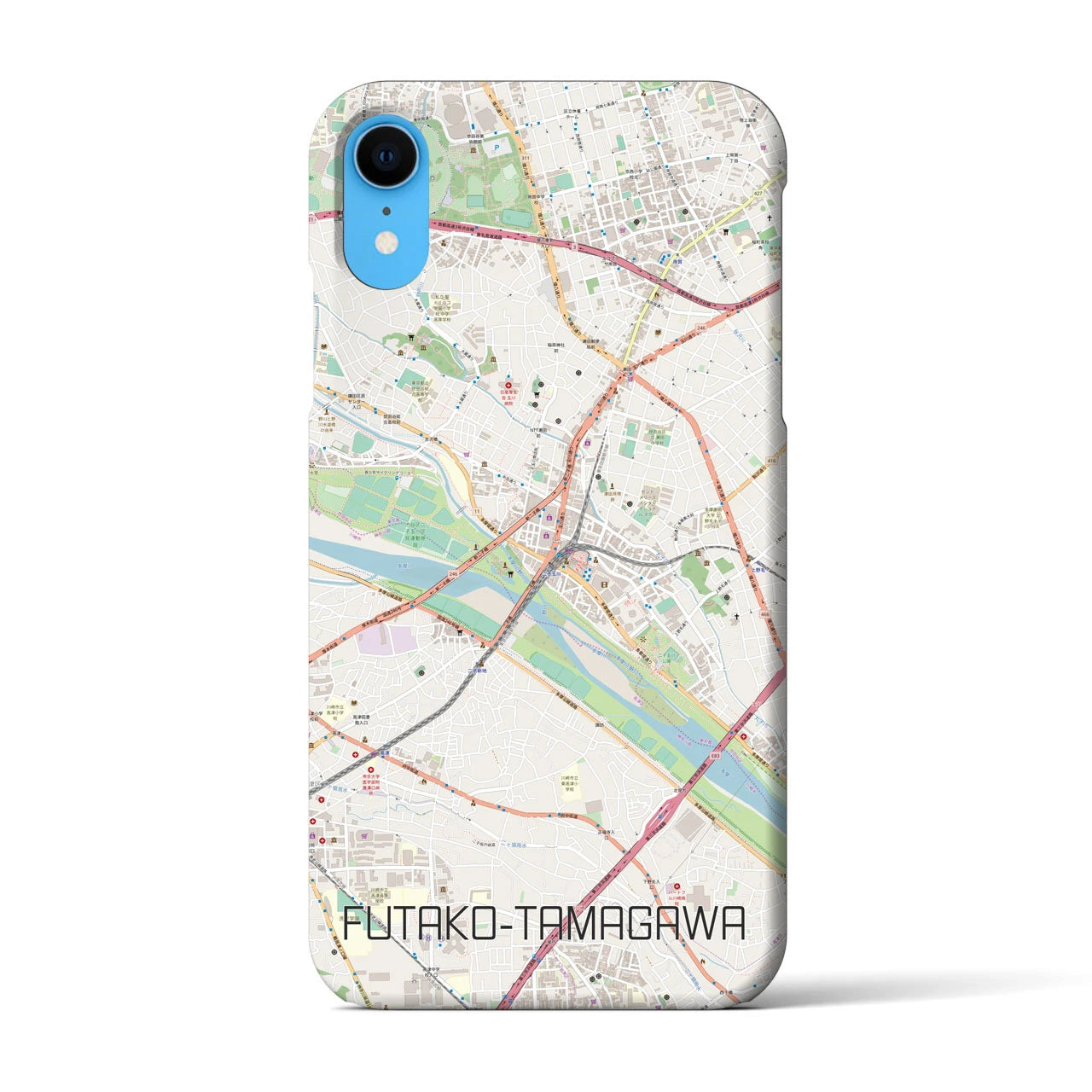 【二子玉川】地図柄iPhoneケース（バックカバータイプ・ナチュラル）iPhone XR 用