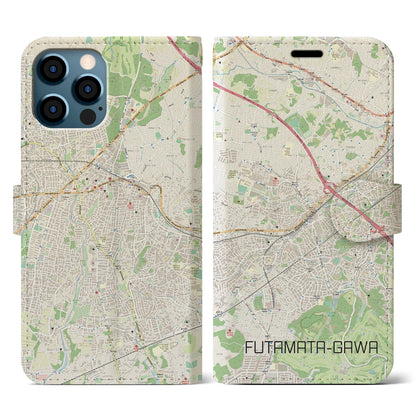 【二俣川（神奈川県）】地図柄iPhoneケース（手帳タイプ）ナチュラル・iPhone 12 / 12 Pro 用