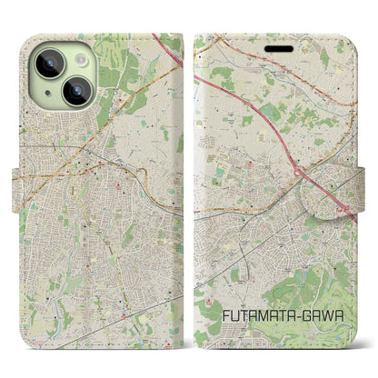 【二俣川（神奈川県）】地図柄iPhoneケース（手帳タイプ）ナチュラル・iPhone 15 用