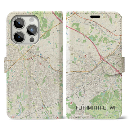 【二俣川（神奈川県）】地図柄iPhoneケース（手帳タイプ）ナチュラル・iPhone 15 Pro 用