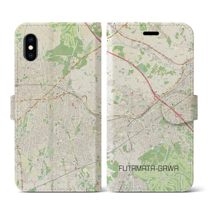 【二俣川（神奈川県）】地図柄iPhoneケース（手帳タイプ）ナチュラル・iPhone XS / X 用