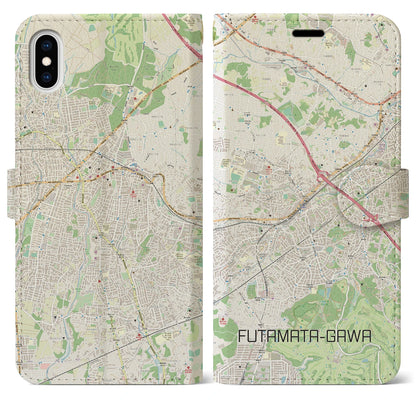 【二俣川（神奈川県）】地図柄iPhoneケース（手帳タイプ）ナチュラル・iPhone XS Max 用