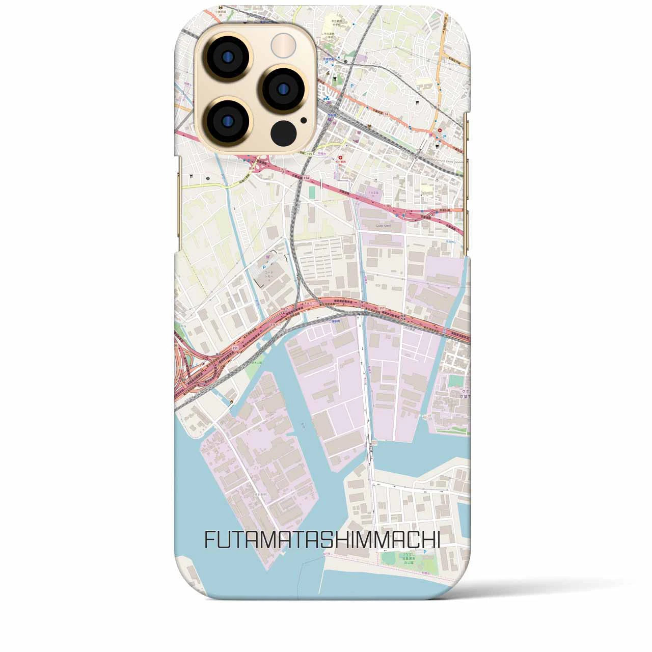 【二俣新町】地図柄iPhoneケース（バックカバータイプ・ナチュラル）iPhone 12 Pro Max 用