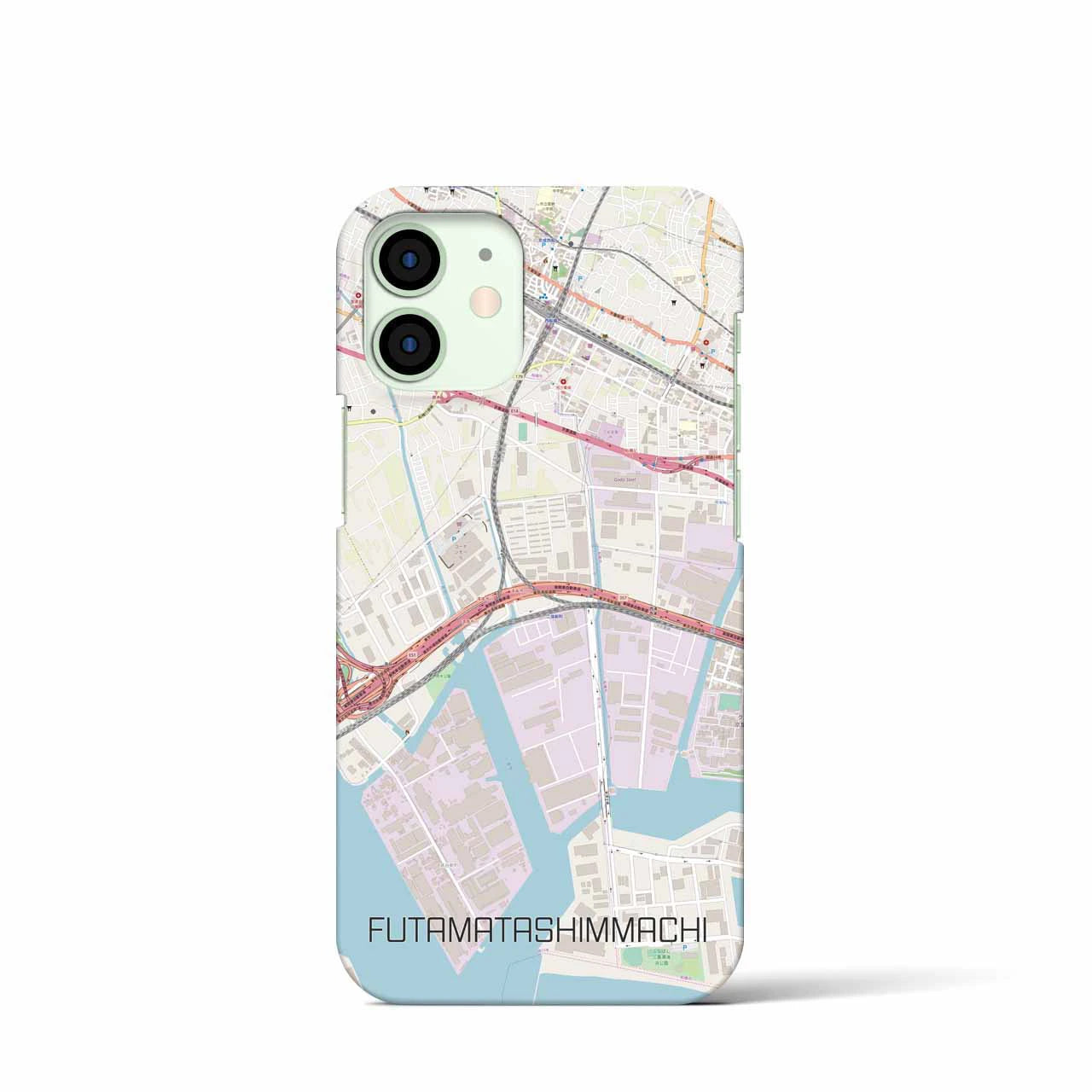 【二俣新町】地図柄iPhoneケース（バックカバータイプ・ナチュラル）iPhone 12 mini 用