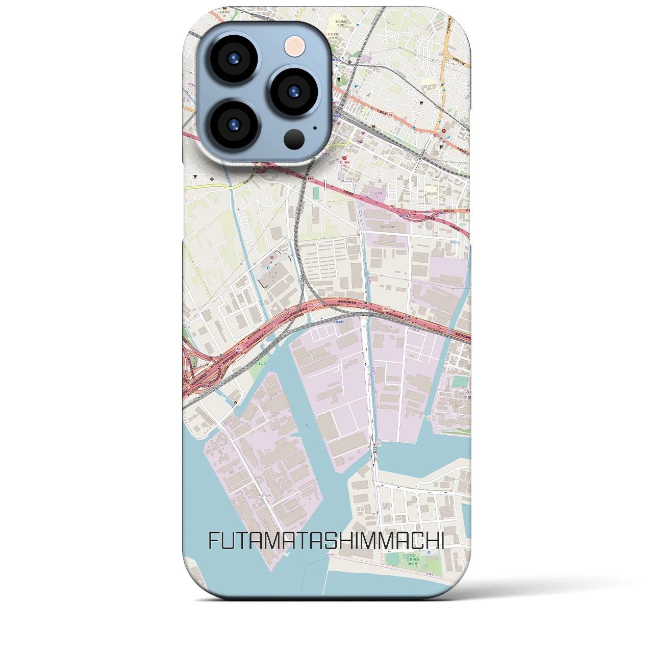 【二俣新町】地図柄iPhoneケース（バックカバータイプ・ナチュラル）iPhone 13 Pro Max 用