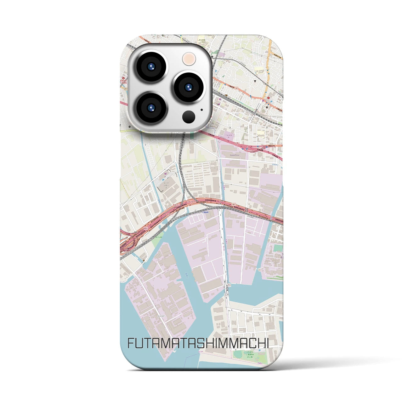 【二俣新町】地図柄iPhoneケース（バックカバータイプ・ナチュラル）iPhone 13 Pro 用