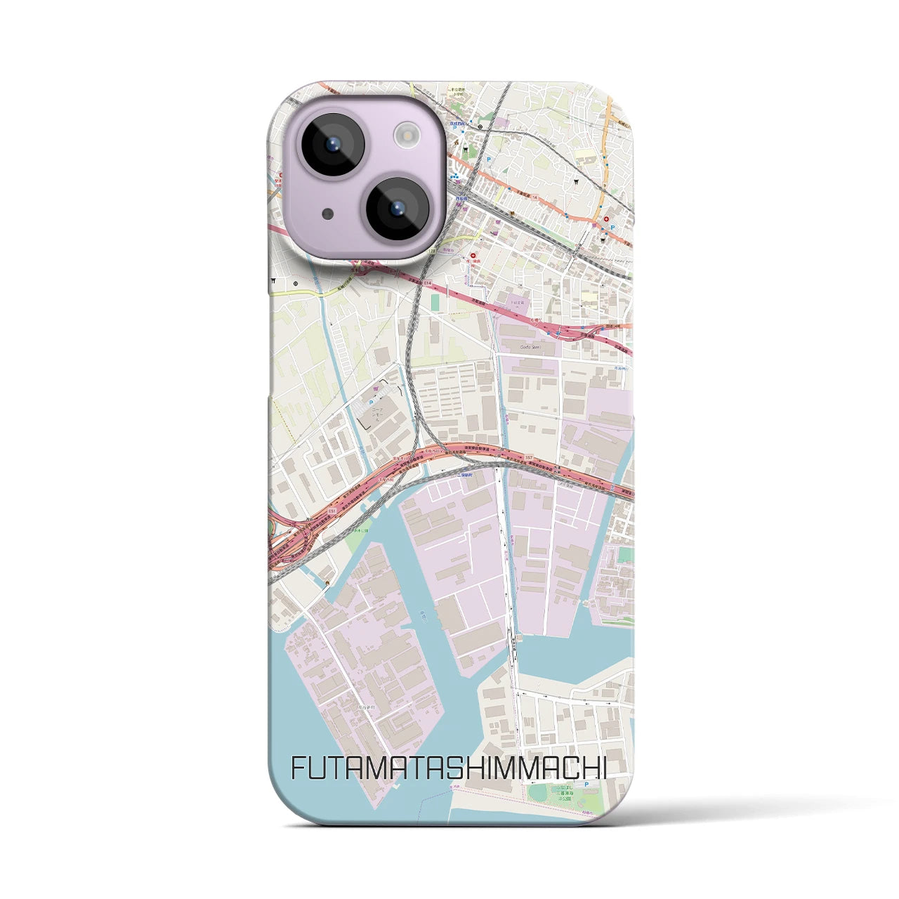 【二俣新町】地図柄iPhoneケース（バックカバータイプ・ナチュラル）iPhone 14 用