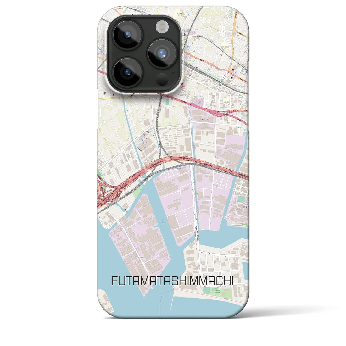 【二俣新町】地図柄iPhoneケース（バックカバータイプ・ナチュラル）iPhone 15 Pro Max 用
