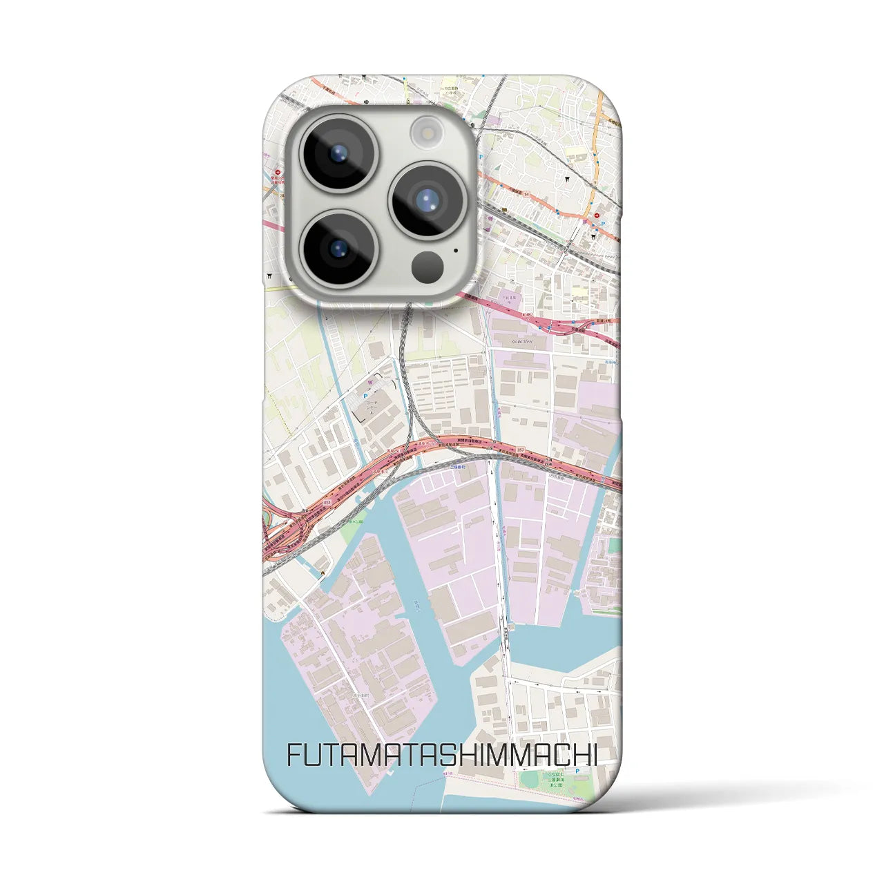 【二俣新町】地図柄iPhoneケース（バックカバータイプ・ナチュラル）iPhone 15 Pro 用