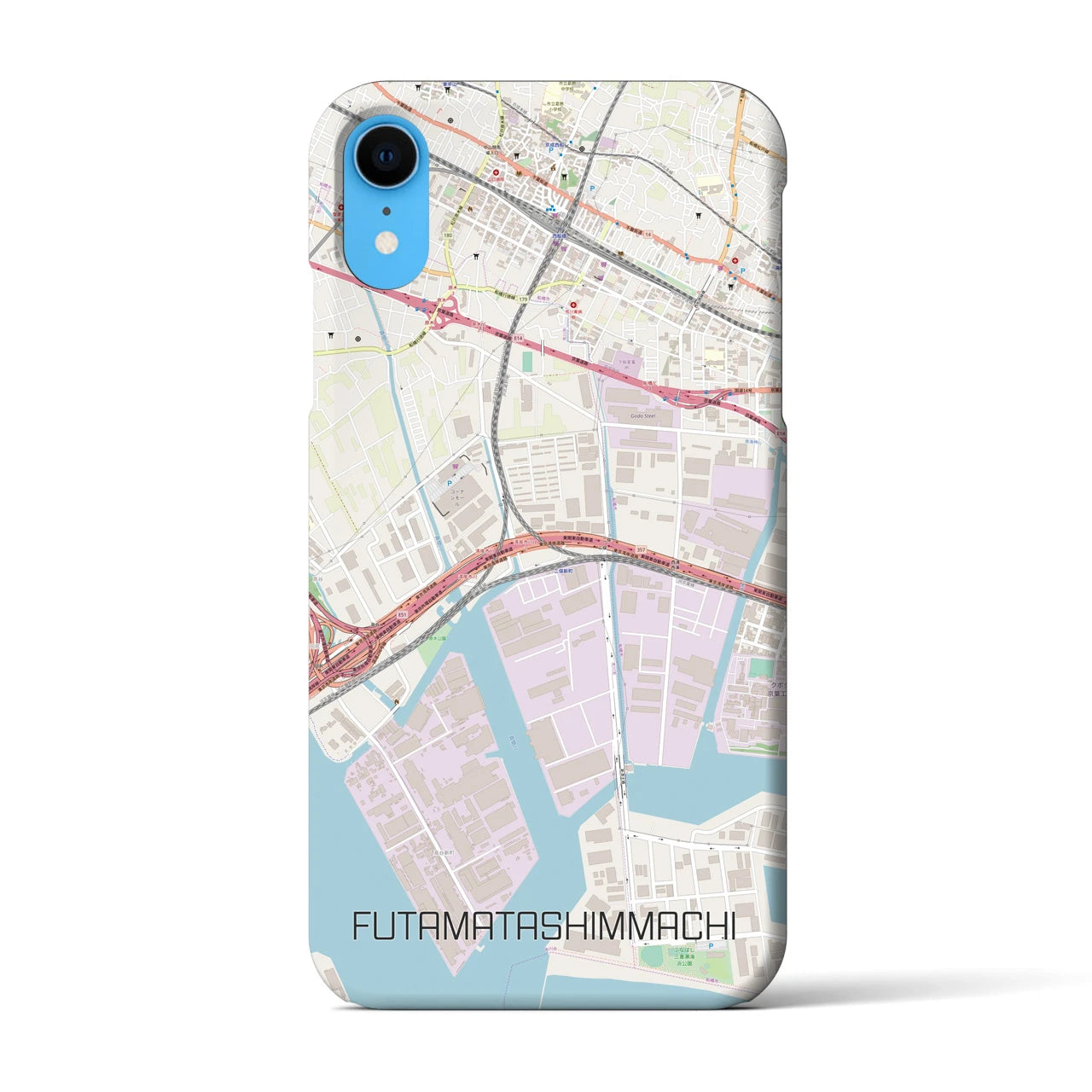 【二俣新町】地図柄iPhoneケース（バックカバータイプ・ナチュラル）iPhone XR 用