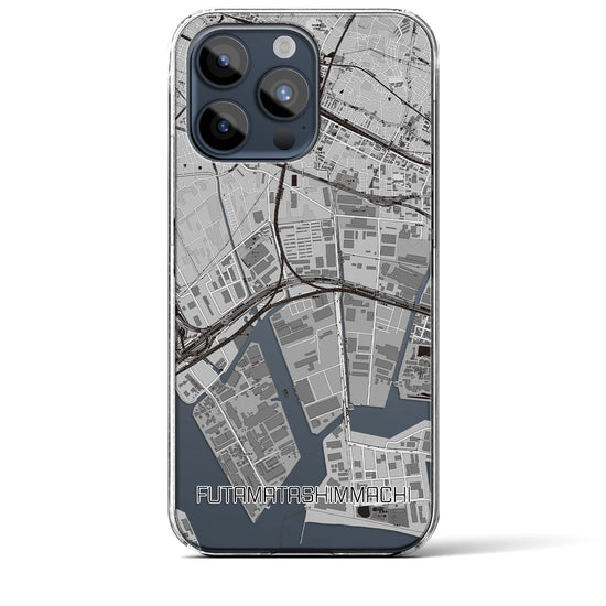 【二俣新町】地図柄iPhoneケース（クリアタイプ・モノトーン）iPhone 15 Pro Max 用