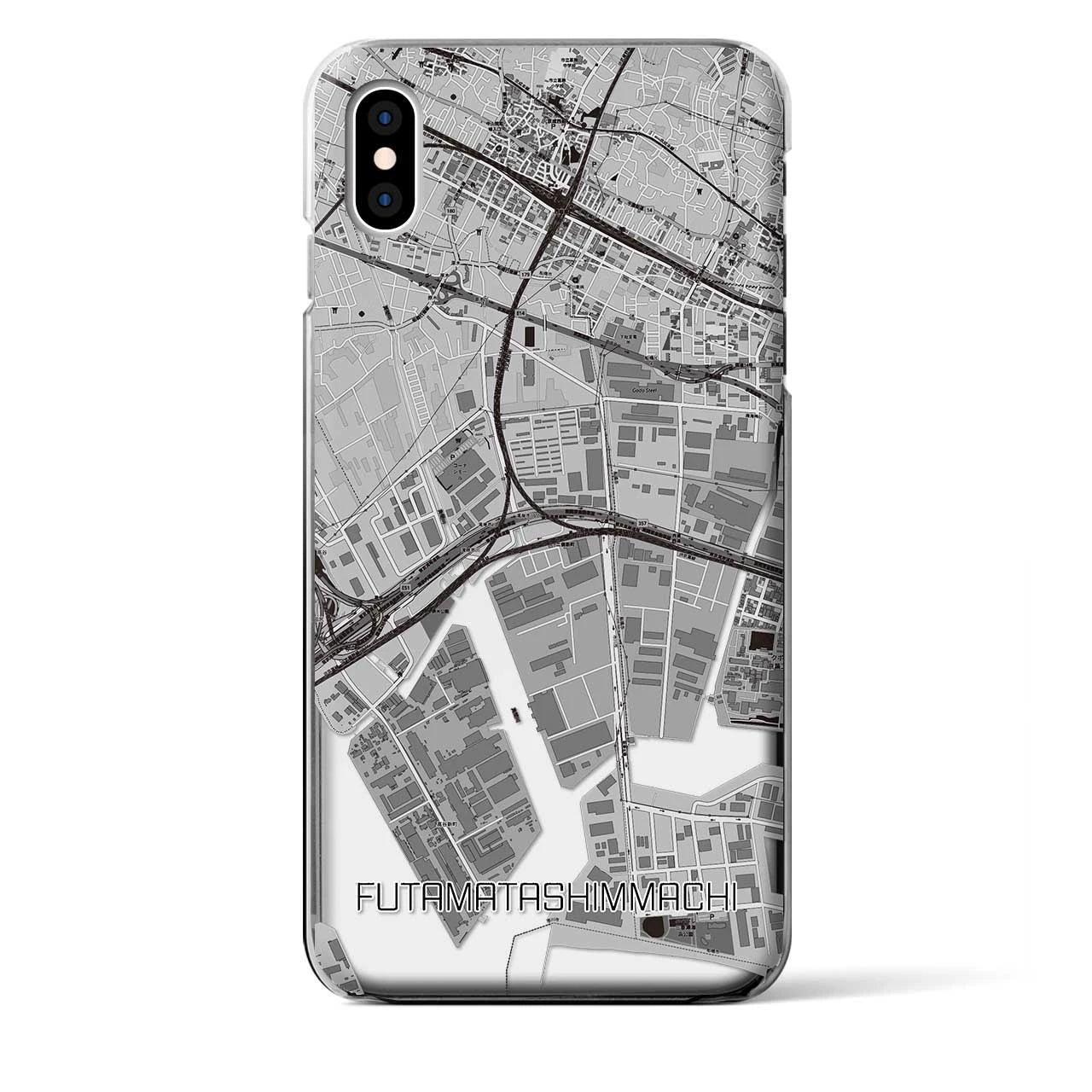 【二俣新町】地図柄iPhoneケース（クリアタイプ・モノトーン）iPhone XS Max 用