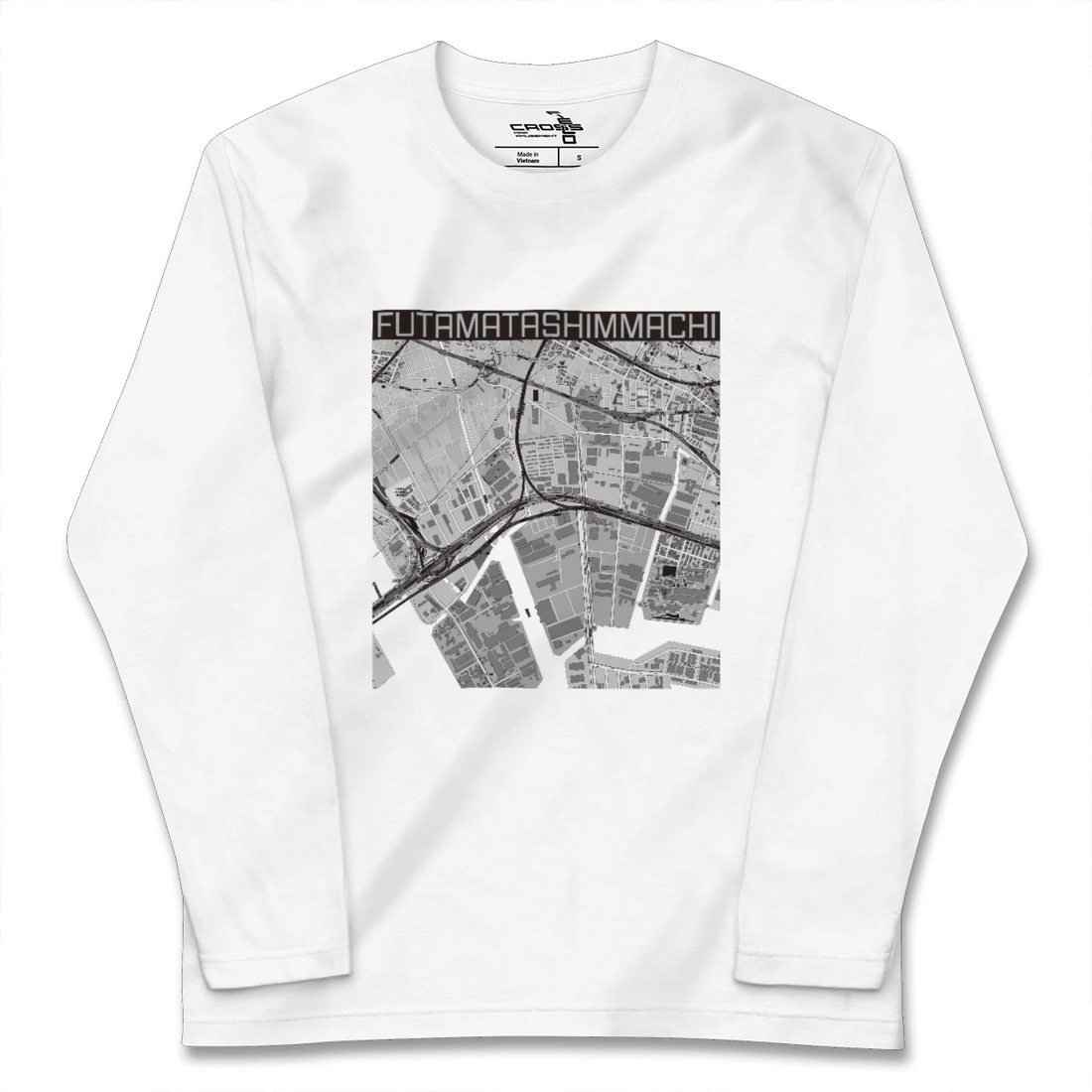 【二俣新町(千葉県)】地図柄ロングスリーブTシャツ